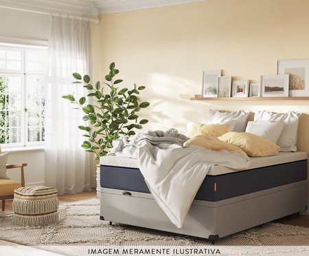 Cama Baú Emma + Colchão Emma Premium Hybrid - Queen Size | Westwing