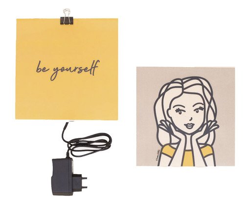 Luminária de Parede com Led Bia e Be Yourself - 20X20X3cm, Amarelo | WestwingNow