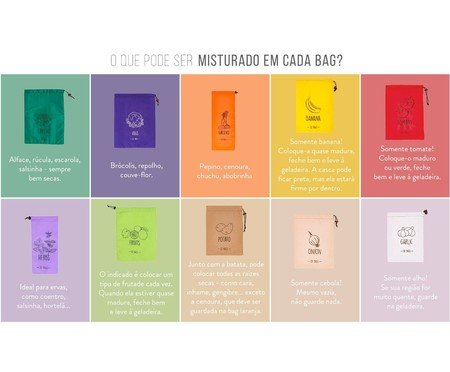 Jogo de Sacos para Armazenar Alimentos Colorido - 03 Peças | WestwingNow