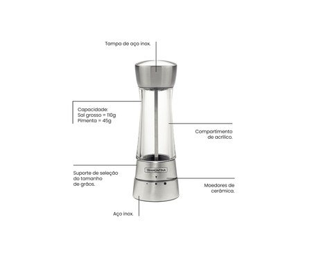 Moedor de Sal e Pimenta Vinci Oli - Prata | Westwing