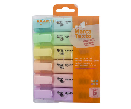 Marca Texto Cores Pastel Trend 6 Cores Jocar Office, multicolor | WestwingNow