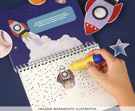 Livro De Colorir Com Água Galáxia Oppbag 4 Páginas + Pincel | Westwing