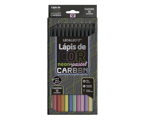 Lápis De Cor Carbon 12 Cores Neon Pastel Redondo, multicolor | WestwingNow