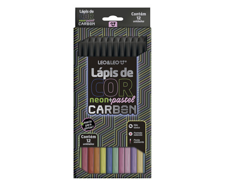 Lápis De Cor Carbon 12 Cores Neon Pastel Redondo | WestwingNow