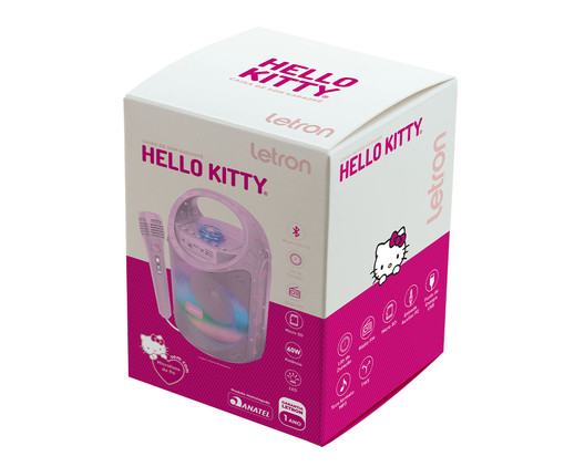 Caixa De Som Hello Kitty com Microfone Led Multimidia 60W Letron, multicolor | WestwingNow