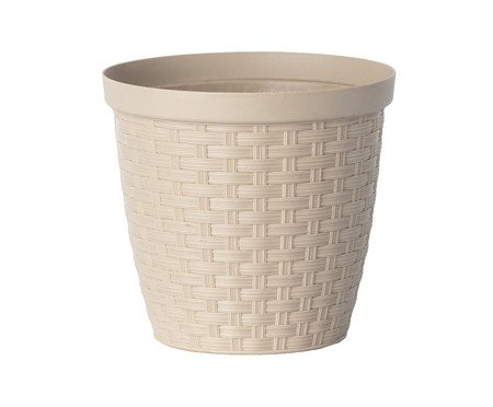 Cachepot Rattan Cinza Taupe