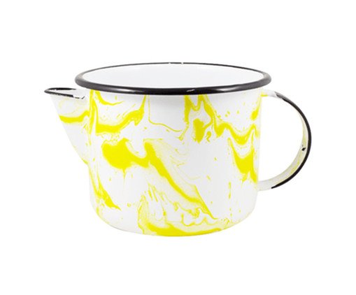 Caneca com Bico Esmaltado Marmorizado Amarela, Amarelo | WestwingNow