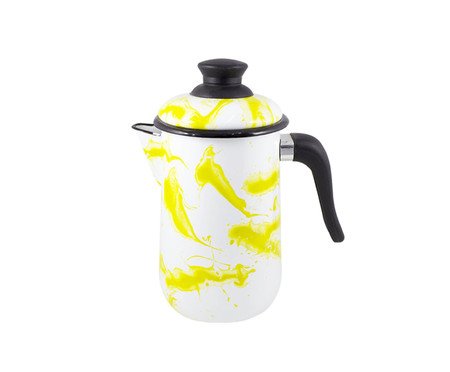 Bule para Café Esmaltado Marmorizado Amarelo