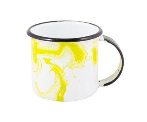 Caneca Esmaltada Marmorizada Amarela, Amarelo | WestwingNow