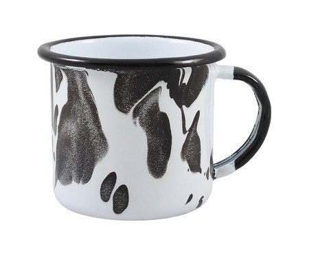 Caneca Esmaltada Marmorizada Preta | Westwing