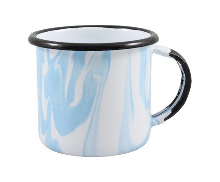 Caneca Esmaltada Marmorizada Azul Claro | Westwing