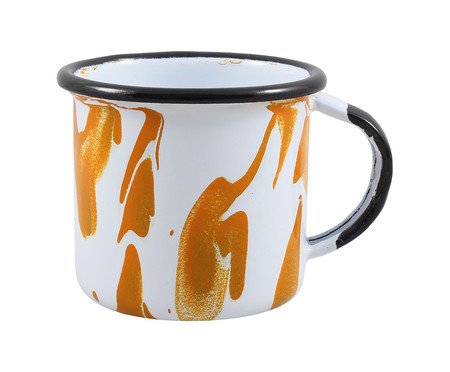 Caneca Esmaltada Marmorizada Laranja