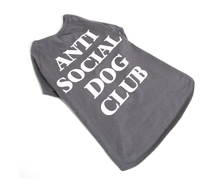 Camiseta para Cachorro Anti Social Dog Club - Cinza | WestwingNow