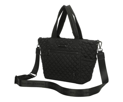 Bolsa Satchel Fellipe Krein Ss23 Matelasse Casual Fk636 Liso Preto, black | WestwingNow