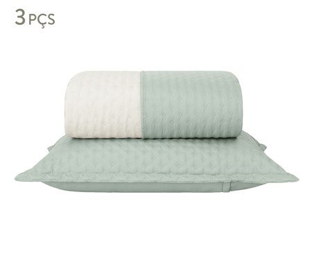 Jogo de Cobre-Leito Comfy Verde Malva e Palha 200 Fios | Westwing