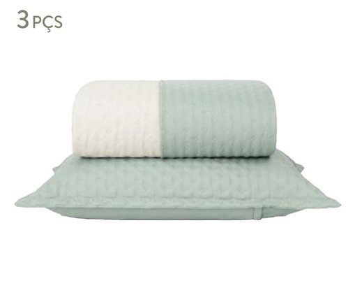 Jogo de Cobre-Leito Comfy Verde Malva e Palha 200 Fios, multicolor | WestwingNow