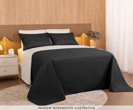 Jogo de Cobre-Leito Comfy Preto e Palha 200 Fios | Westwing