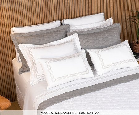 Jogo de Cobre-Leito Coordenado Francis Dupla Face Cinza 180 Fios | Westwing