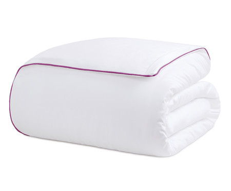 Duvet com Vivo Basics Branco e Violeta 200 Fios | Westwing