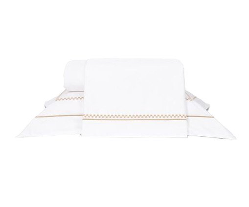 Jogo de Lençol Castelli Branco e Bege 400 Fios, multicolor | WestwingNow