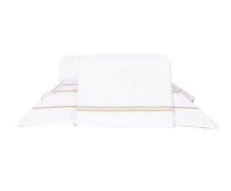 Jogo de Lençol Castelli Branco e Bege 400 Fios | Westwing