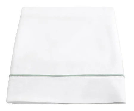 Lençol Superior Basics em Vivo Branco e Verde Menta 200 Fios | Westwing