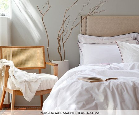 Lençol Superior com Vivo Basics Off White e Capuccino 200 Fios | Westwing