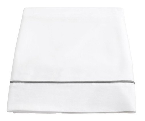Lençol Superior Basics em Vivo Branco e Cinza 200 Fios, white | WestwingNow