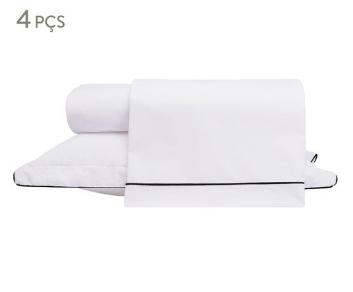Jogo de Lençol em vivo Basics Branco e Preto 200 Fios, white | WestwingNow