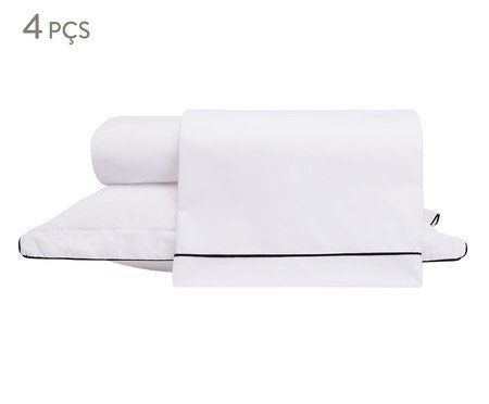 Jogo de Lençol em vivo Basics Branco e Preto 200 Fios