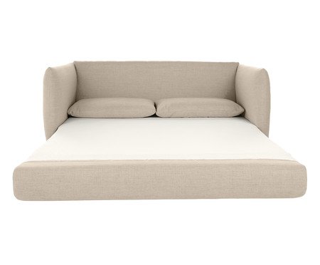 Sofá Cama em Linho Luma Bege | Westwing