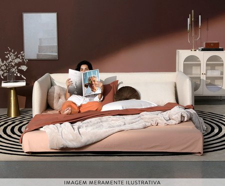 Sofá Cama em Linhão Luma Rosa | Westwing