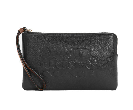 Bolsa de Mão Wristlet Large Corner Zip with Horse Black/Redwood | WestwingNow