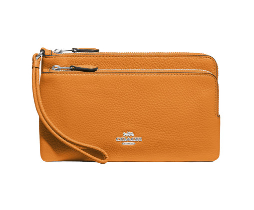 Bolsa de Mão Wristlet Double Zip Bright Mandarin, orange | WestwingNow