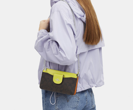 Bolsa Poppy Crossbody In Colorblock Signature Brown/Iris Multi | WestwingNow