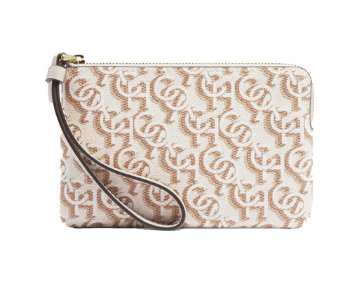 Bolsa de Mão Wristlet Corner Zip Monogram Print Chalk, Off White | WestwingNow