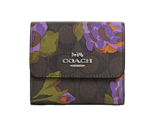 Carteira Small Trifold In Signature With Rose Print Brown/Iris Multi, brown | WestwingNow