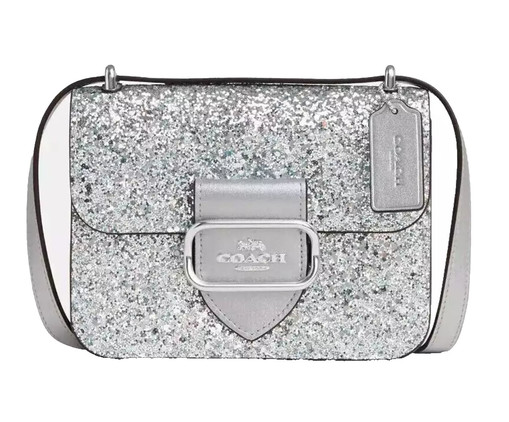 Bolsa Morgan Square Crossbody with Glitter Silver, silver or metallic | WestwingNow