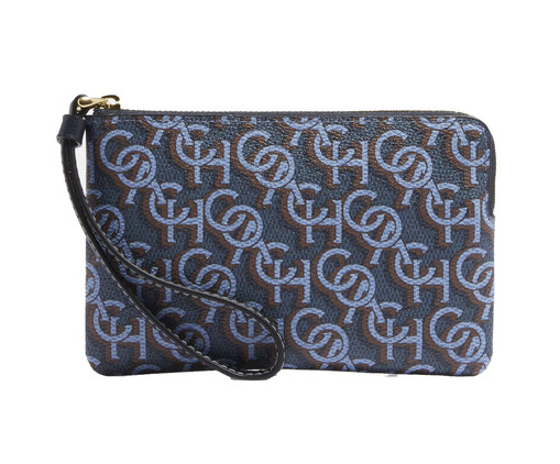 Bolsa de Mão Wristlet Corner Zip Monogram Print Navy, blue | WestwingNow