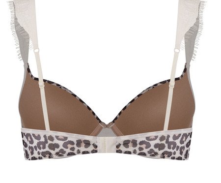 Sutiã Meia-Taça com Bojo E Aro Em Tule - Estampa Oncinha Off White | Westwing