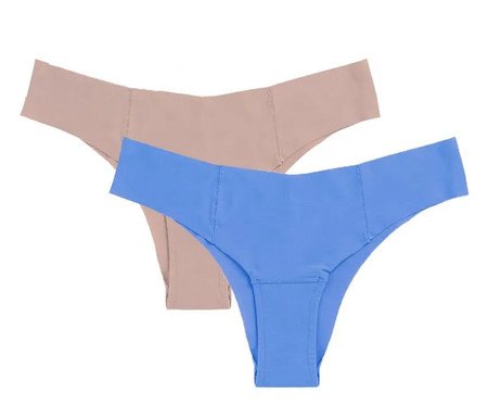 Kit com 2 Calcinhas Biquíni Invisível - Bege Camurça/Azul Ivy | Westwing