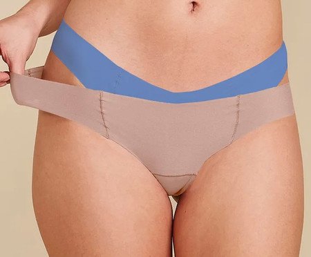 Kit com 2 Calcinhas Biquíni Invisível - Bege Camurça/Azul Ivy | Westwing