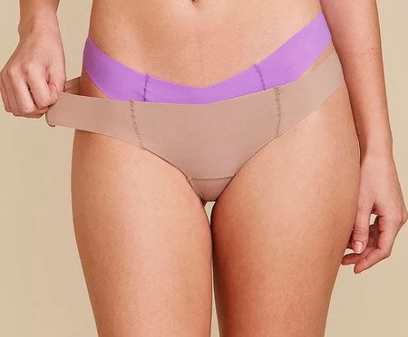 Kit com 2 Calcinhas Biquíni Invisível - Bege Camurça/Roxo Purpura | Westwing
