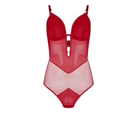 Body em Tule Vermelho Zaire