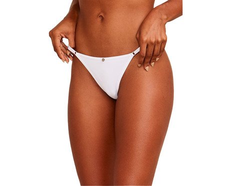 Calcinha String em Microfibra e Renda Branco