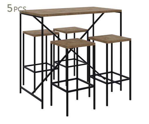 Jogo de Bancada com 4 Banquetas Quadra Vermont e Preto, multicolor | WestwingNow