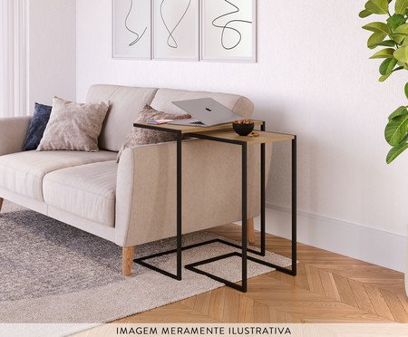 Mesa de Apoio para Sofá Hanover e Preto Industrial | Westwing