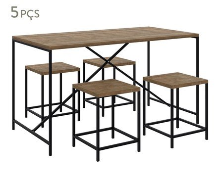Jogo de Mesa com 4 Bancos Quadra Vermont e Preto | Westwing