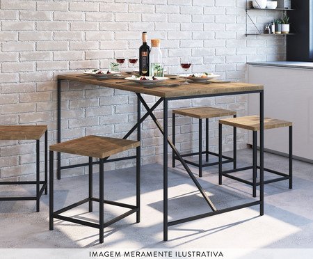 Jogo de Mesa com 4 Bancos Quadra Vermont e Preto | Westwing