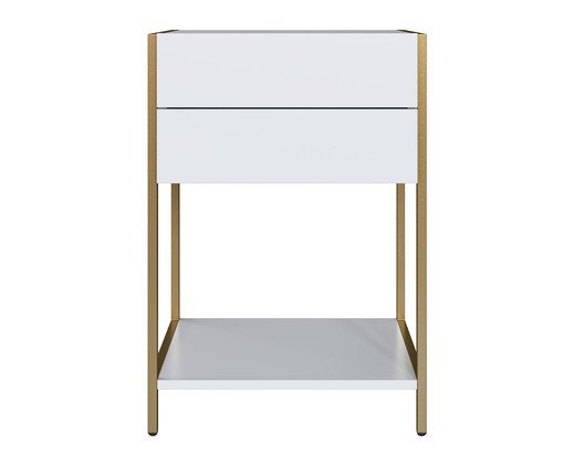 Mesa de Cabeceira com 2 Gavetas Branco e Dourado Industrial, multicolor | WestwingNow